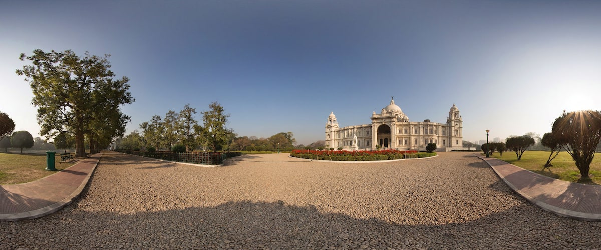 Spherical 360 degree seamless Equirectangular Panoramic View, Calcutta Victoria Memorial panorama.