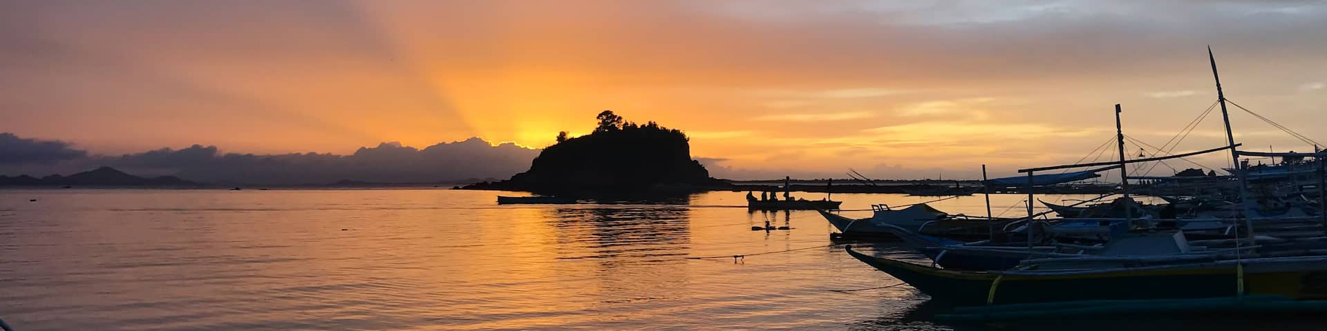 Glorious sunset from a fishing village at Gigantes Island, Philippines