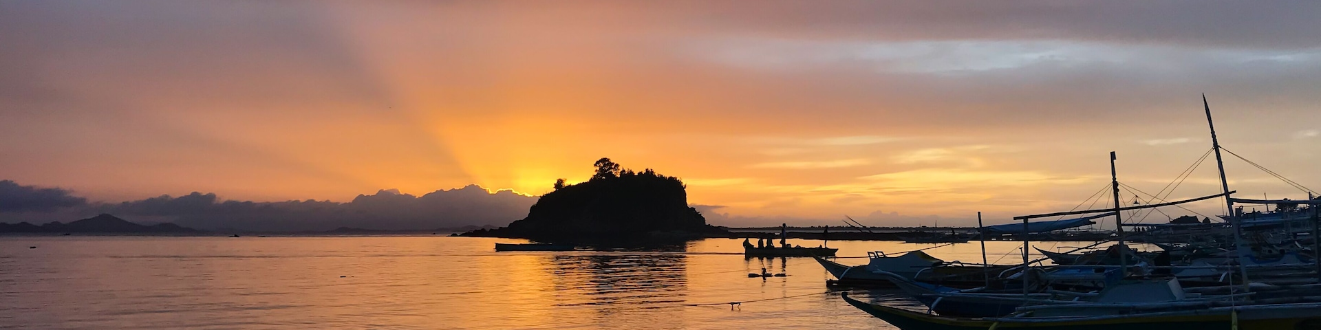 Glorious sunset from a fishing village at Gigantes Island, Philippines