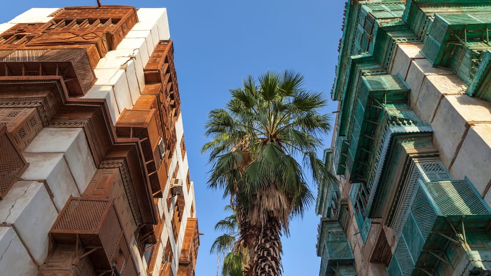 Old city in Jeddah, Saudi Arabia known as Historical Jeddah. Ancient building in UNESCO world heritage historical village Al Balad.Saudi Arabia