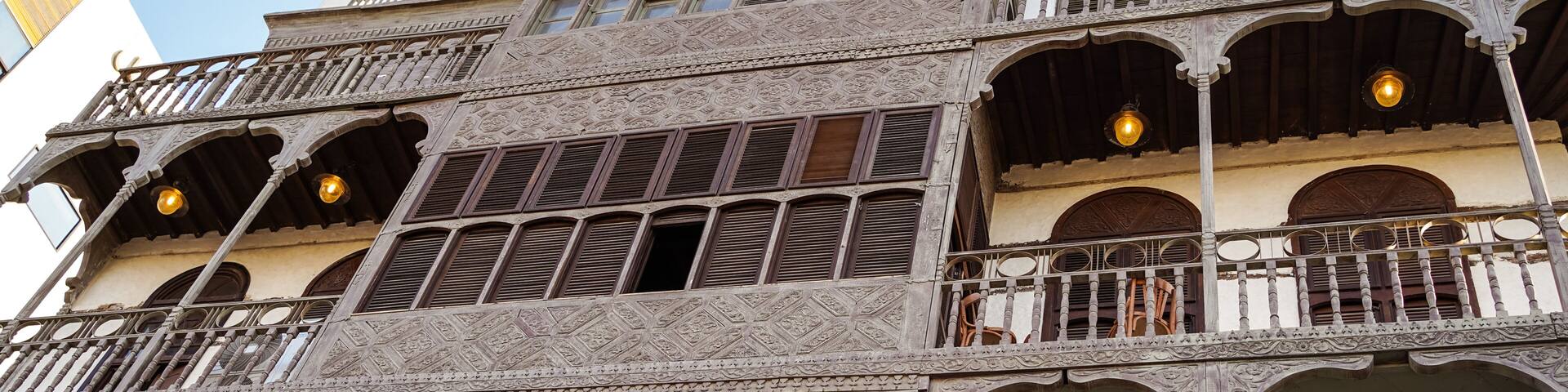 historic wooden building in the UNESCO historic center called Al-Balad