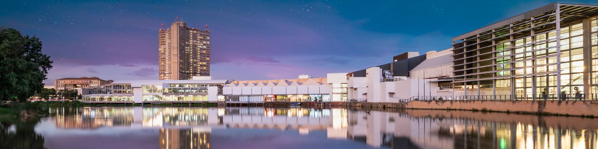 Loch Logan Waterfront at night with stars in the sky in Bloemfontein Free State South Africa
