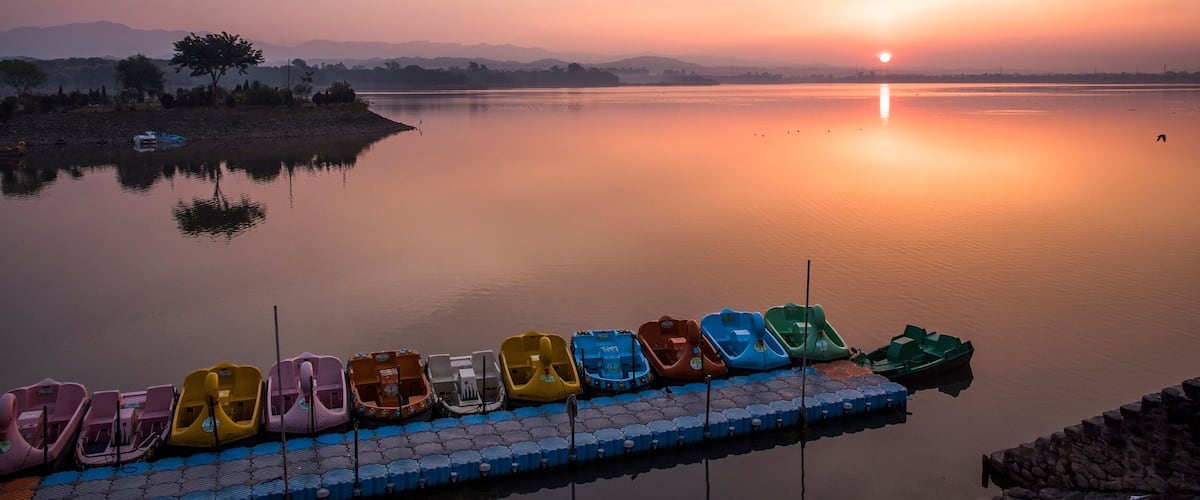 Sukhna Lake, Chandigarh at sunrise.