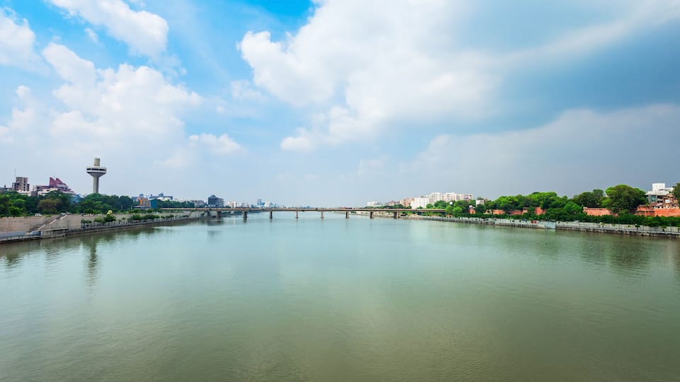 Sabarmati riverfront aerial view, Ahmedabad