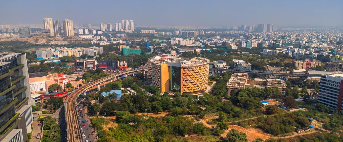 Hitec city with in Hyderabad city a major Information technology hub in India.