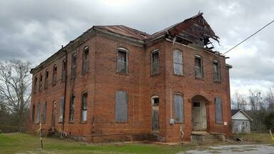 The Thomaston Colored Institute, aka Thomaston Academy, is a historic African American school building in the town of Thomaston, Alabama, United States. This two-story brick building was completed in 1910 as a private school by an African-American religious group, the West Alabama Primitive Baptist Association. The school served a historic African American neighborhood in Thomaston, as the only real educational opportunity for the area’s African-American population. This building has been abandoned since the 1970s, and has suffered from benign neglect. It was included on the Alabama Historical Commission's Places in Peril listing in 2000, the same year that it was placed on the National Register of Historic Places. #historic #school #private #abandoned #neglect #negro #religious #colored #African-American #alabama