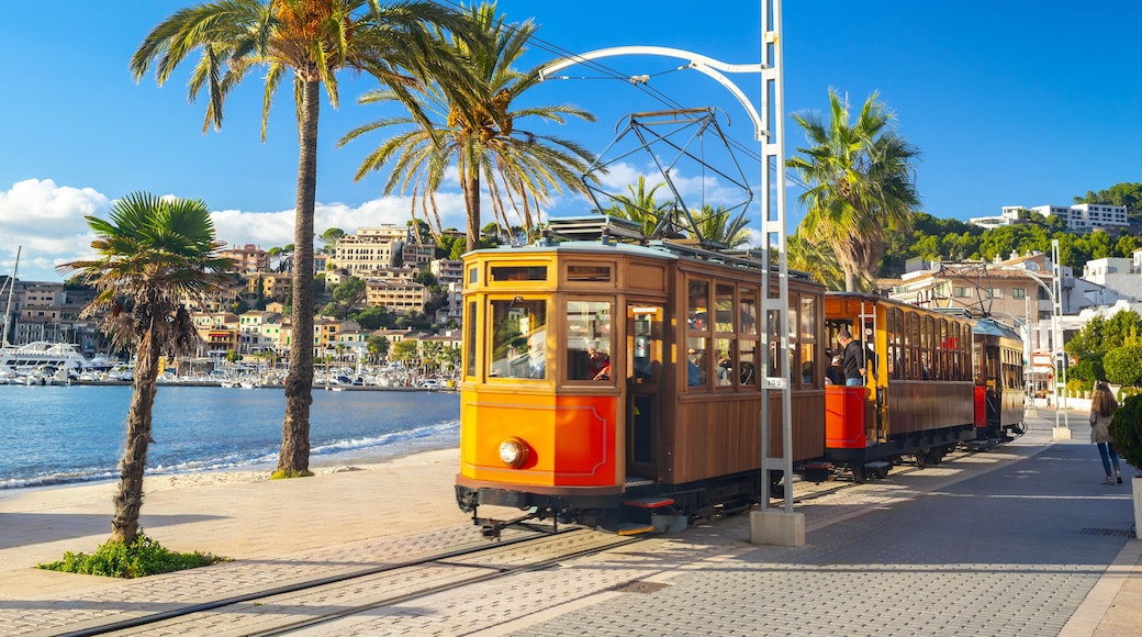 The famous orange tram runs from Soller to Port de Soller, Mallorca, Spain
