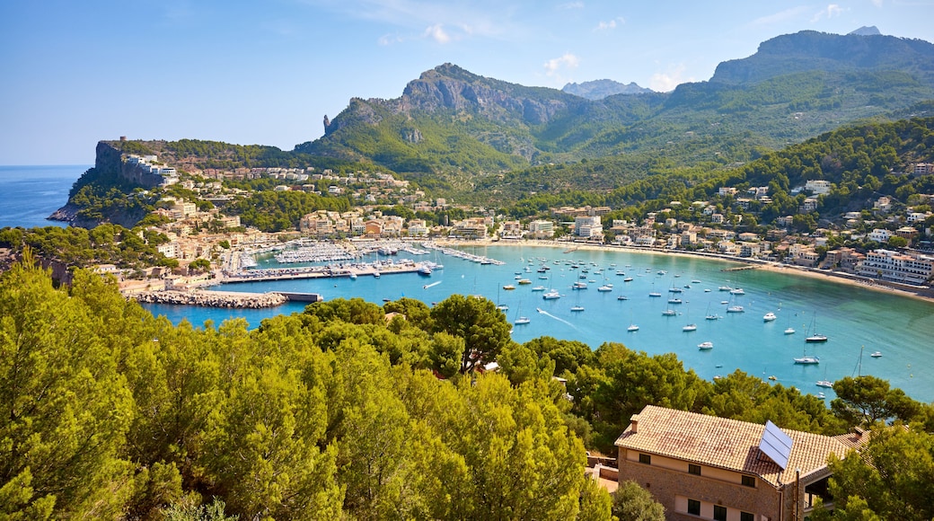 Port de Soller on a sunny day, Mallorca, Spain.
