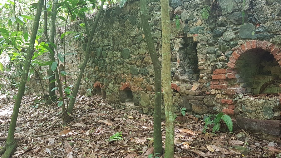 Sugar mill factory:  Particulars of the oven openings under the area where the copper pots where hosted Jamaican train