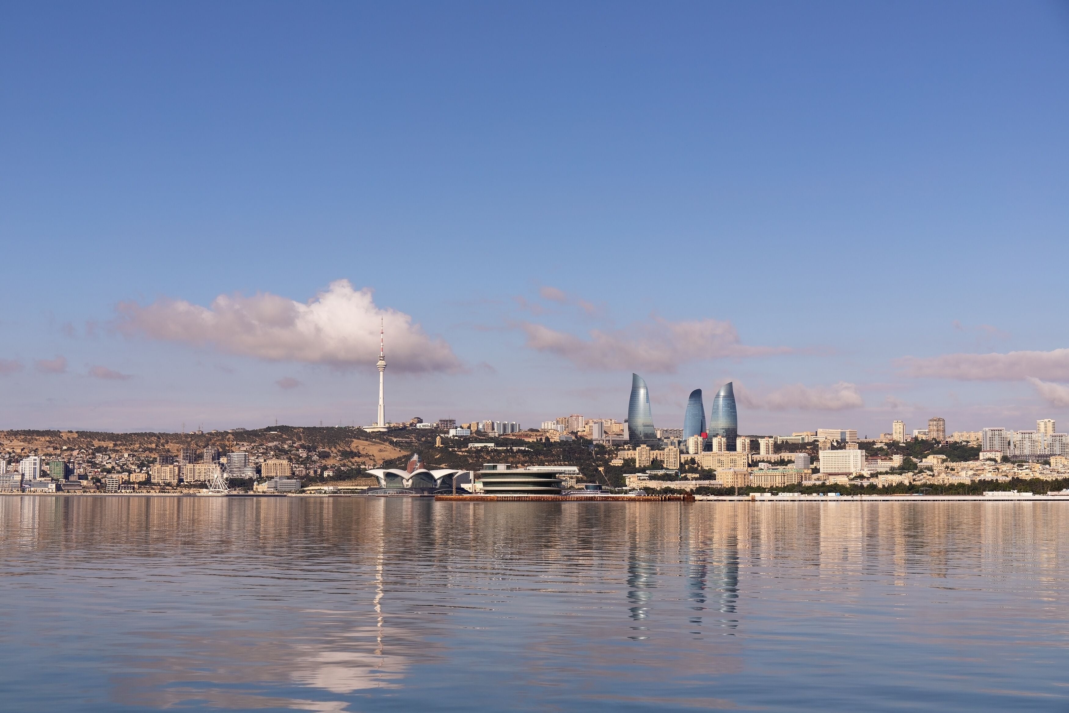 Panorama of the City in the Caspian Bay. Baku. Azerbaijan.