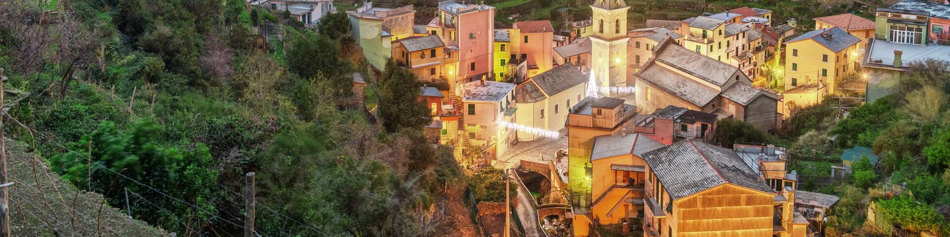 Manarola, Italy in the Cinque Terre Region during Christmas