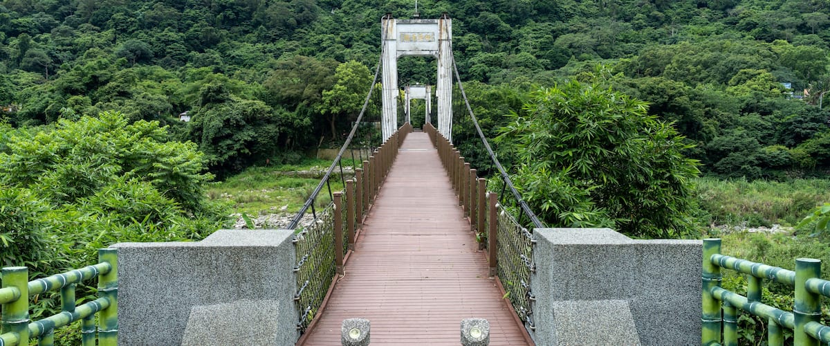 Neiwan Bridge, a suspension footbridge in Hengshan Township, Hsinchu County, Taiwan.