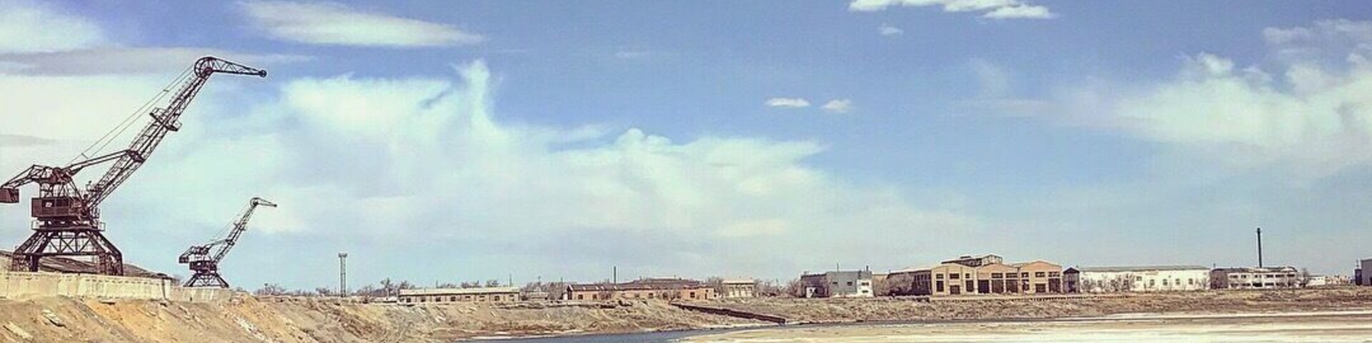 The city of Aralsk in the Western part of Central Kazakhstan used to be next to the Aralsk Sea. However nowadays the sea is almost disappeared and what’s left in the city is places like this. There used to be a harbor here but since the water is gone so is the harbor as well.