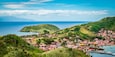Panoramic landscape view of Terre-de-Haut, Guadeloupe, Les Saintes, Caribbean Sea.