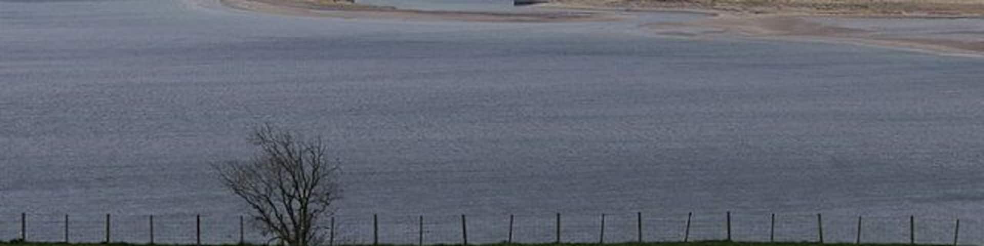 View from Craighead, Black Isle There disused oil construction yard at Ardesier is across the Moray Firth.