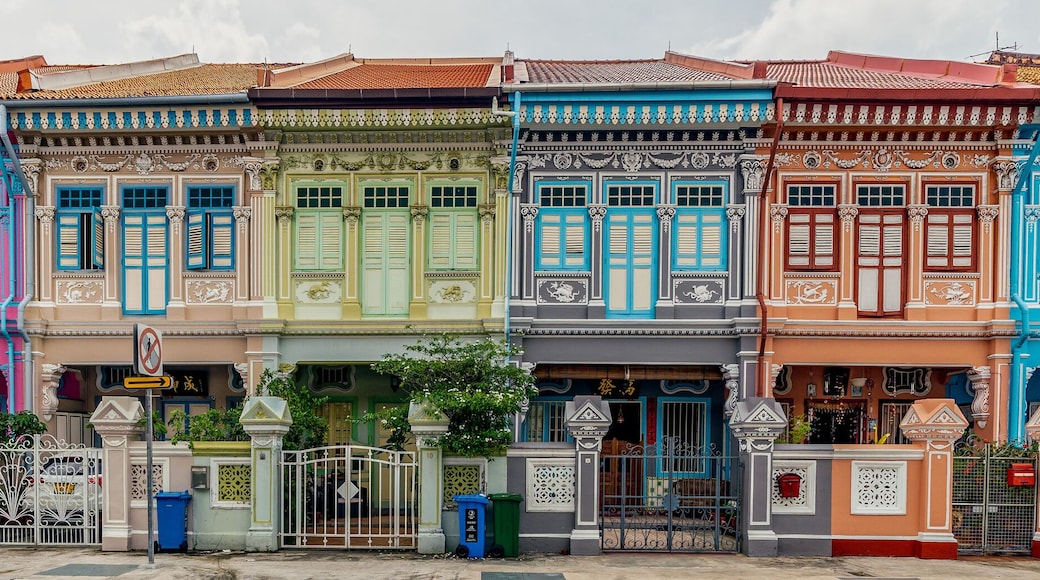 Wide panorama image of Colorful Peranakan House at Katong, Singapore