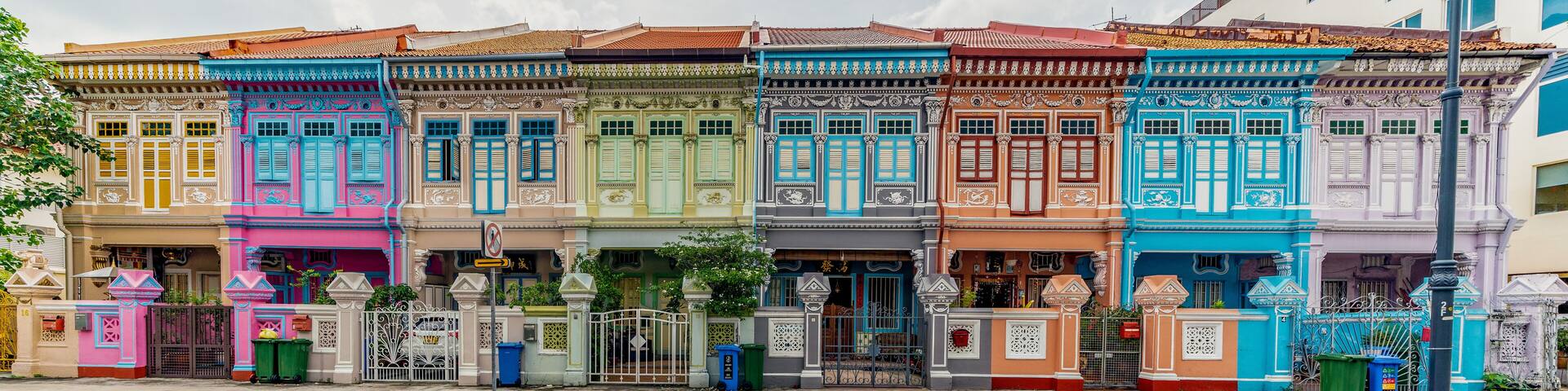 Wide panorama image of Colorful Peranakan House at Katong, Singapore