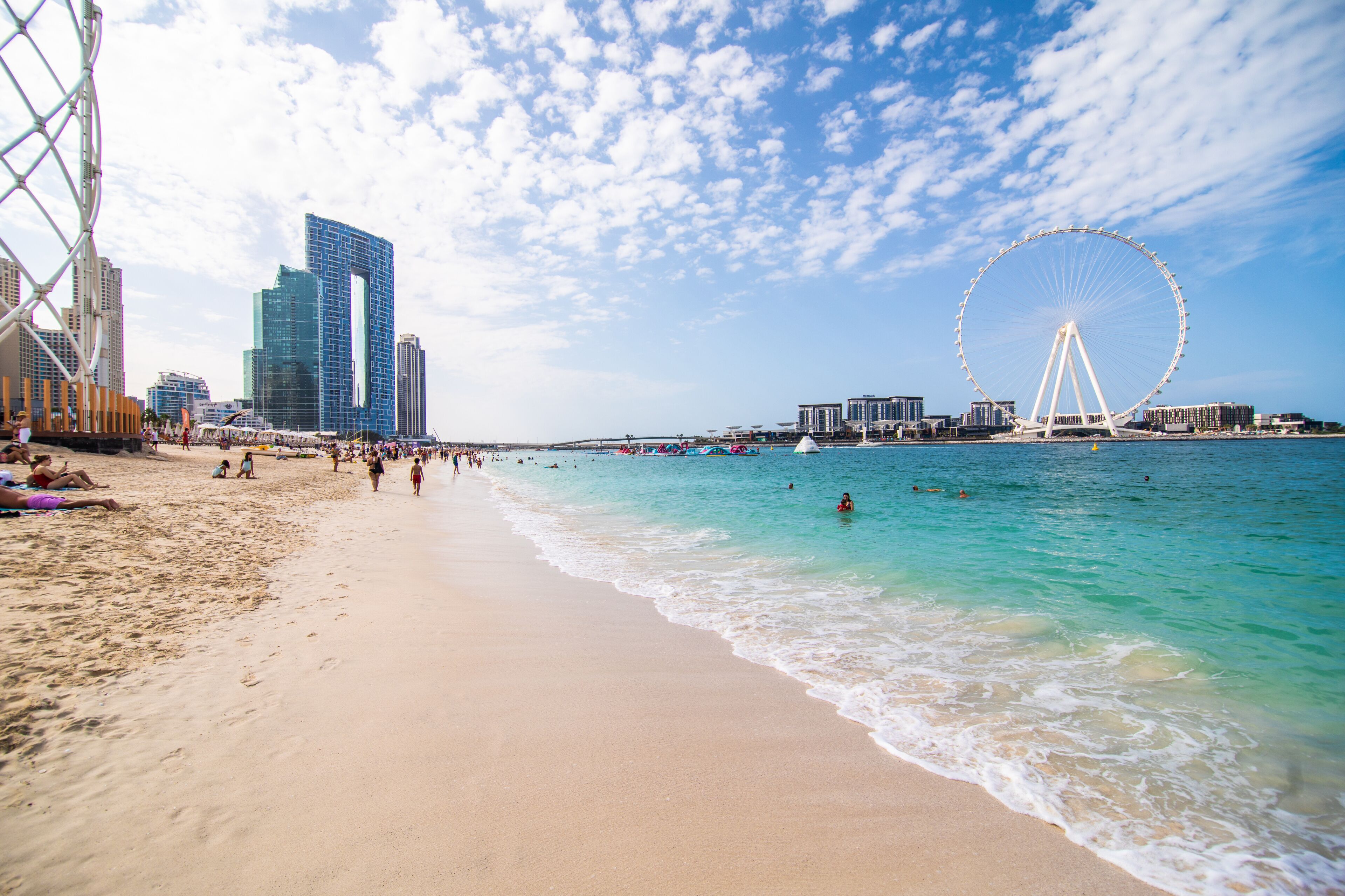 DUBAI, UAE - December, 2020: JBR or Jumeirah Beach Residence is a waterfront community located in Dubai Marina in UAE