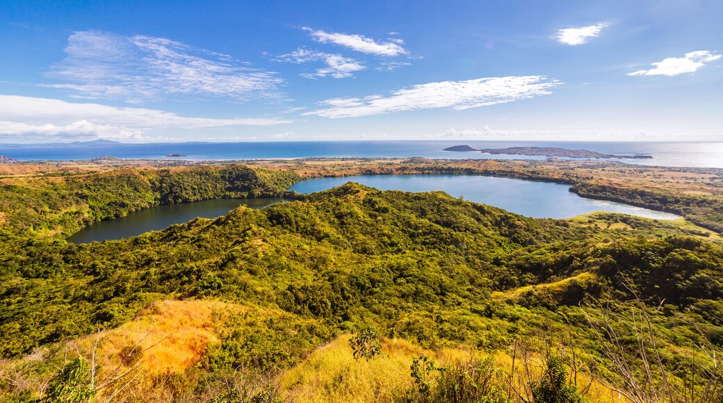 View from Mont Passot above the crater lake Lac Amparihibe and the Indian Ocean, Nosy Be, Madagascar