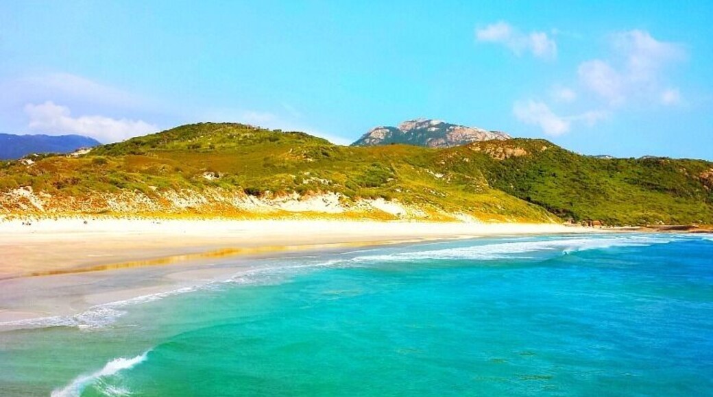Squeaky Beach in Wilsons Promontory National Park is one of Australia's hidden gems, and up there with the likes of Hyams Beach in NSW and Whitehaven Beach.
My photo doesn't do it justice, had to use my phone, but this place is beautiful.