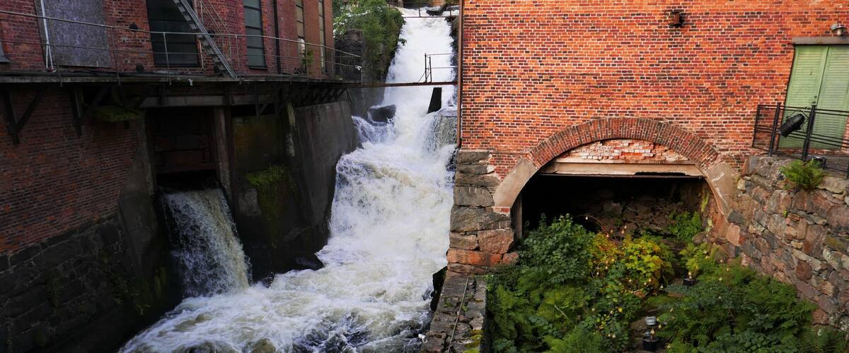 Waterfall in old mill