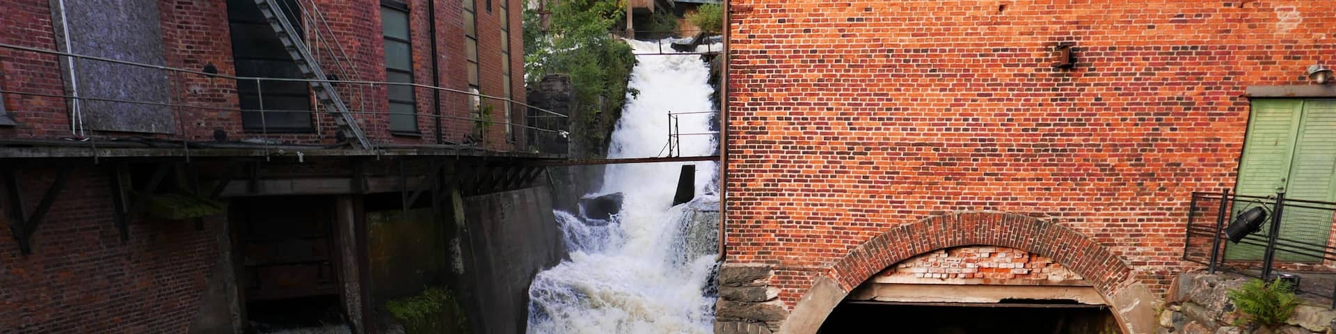 Waterfall in old mill