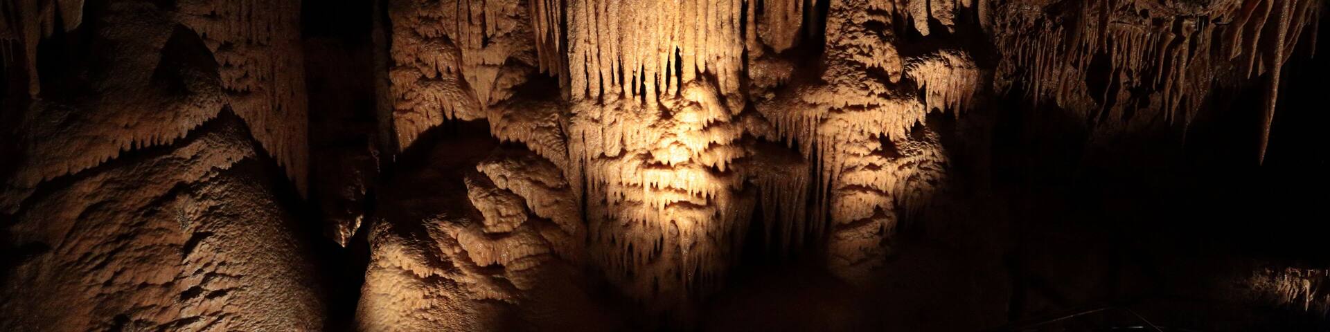 Stalactites and stalagmites inside Mammoth Cave National Park
