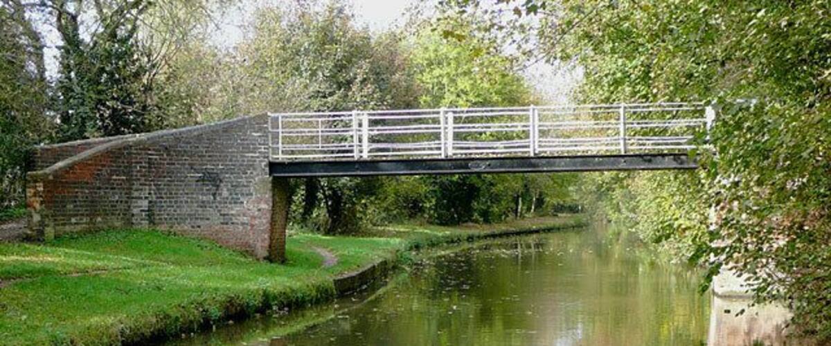 Bridge No 10 near Weston-on-Trent, Derbyshire. The footbridge carries a bridleway from Cliff Wood (and former Inn) to the River Trent, where there used to be a ferry.