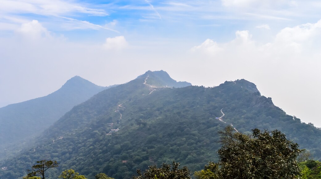 Parasnath Hill Range Scenic Landscape View. It is located at eastern end of the Chota Nagpur Plateau in Giridih district of Indian state of Jharkhand, India. A Jharkhand Tourism Photo.