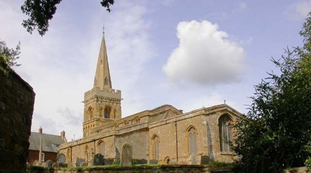 The Parish Church of St Andrew, Spratton. Seen from Church Lane.