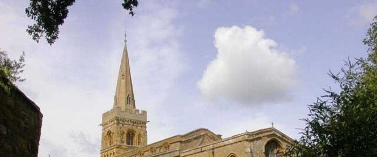 The Parish Church of St Andrew, Spratton. Seen from Church Lane.