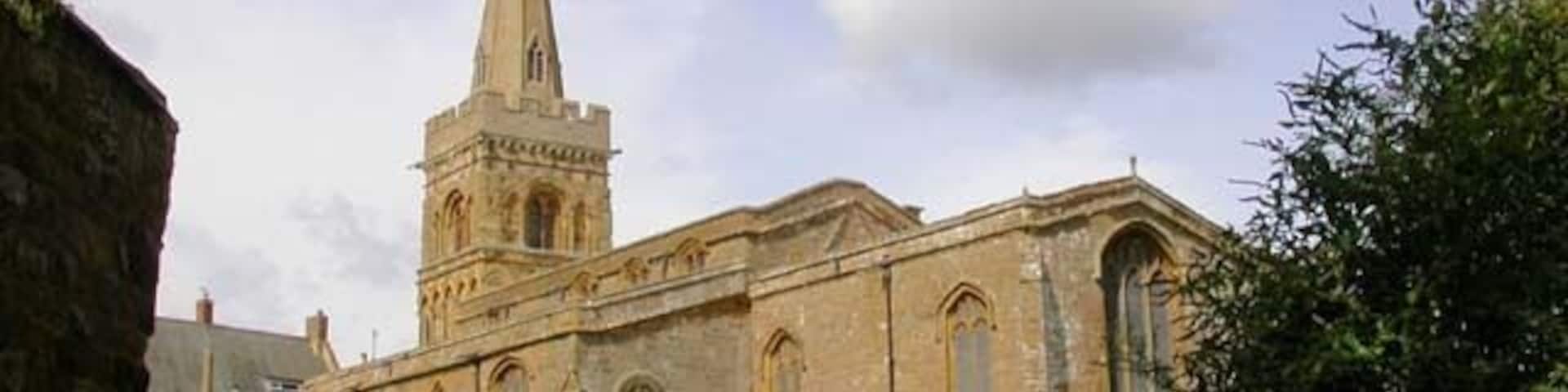 The Parish Church of St Andrew, Spratton. Seen from Church Lane.