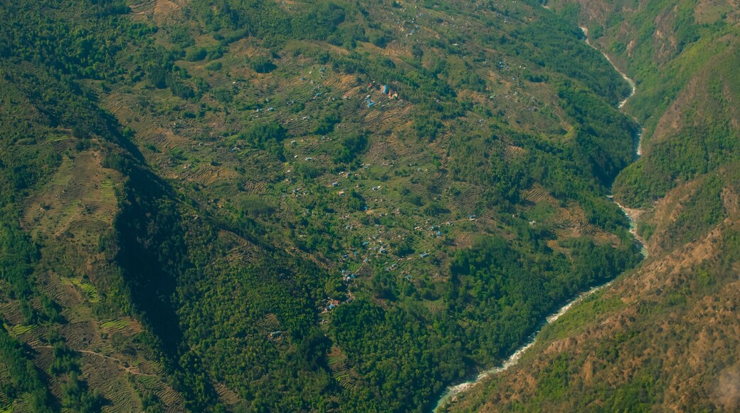 Aerial view of Bhedetar hill station in Dhankuta, Nepal.