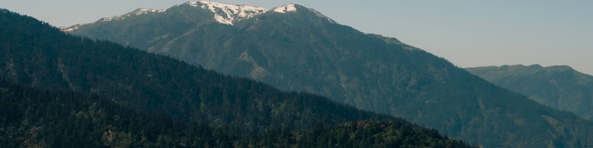 Aerial view of Bhedetar hill station in Dhankuta, Nepal.
