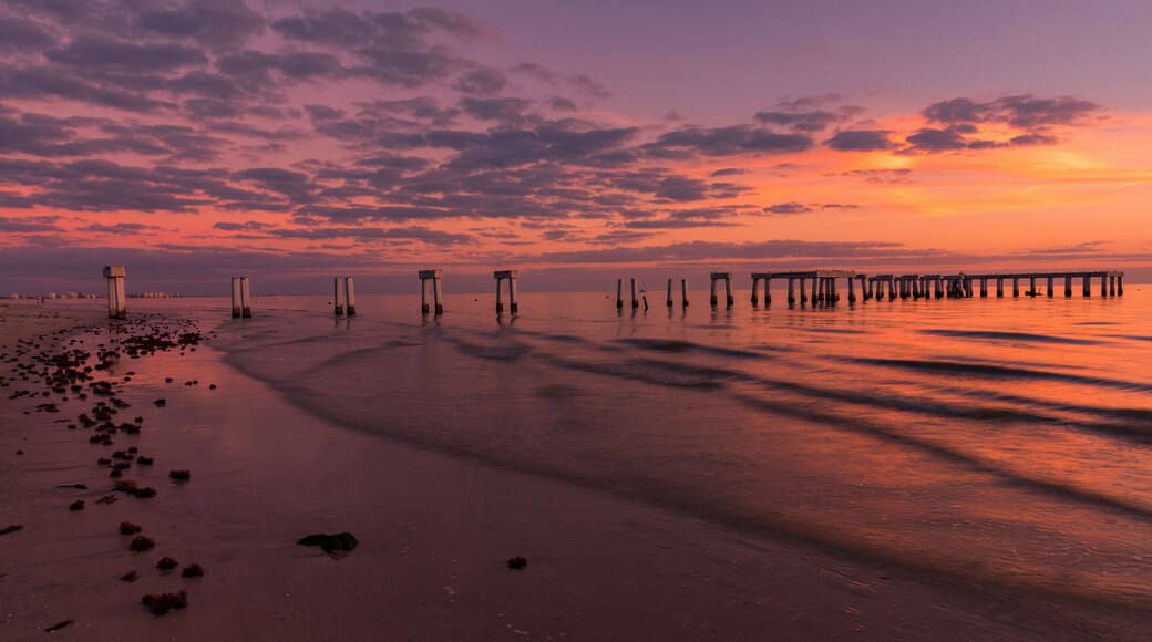 Colorful sunset.. Evening light on the fishing pier in Fort Myers Beach.