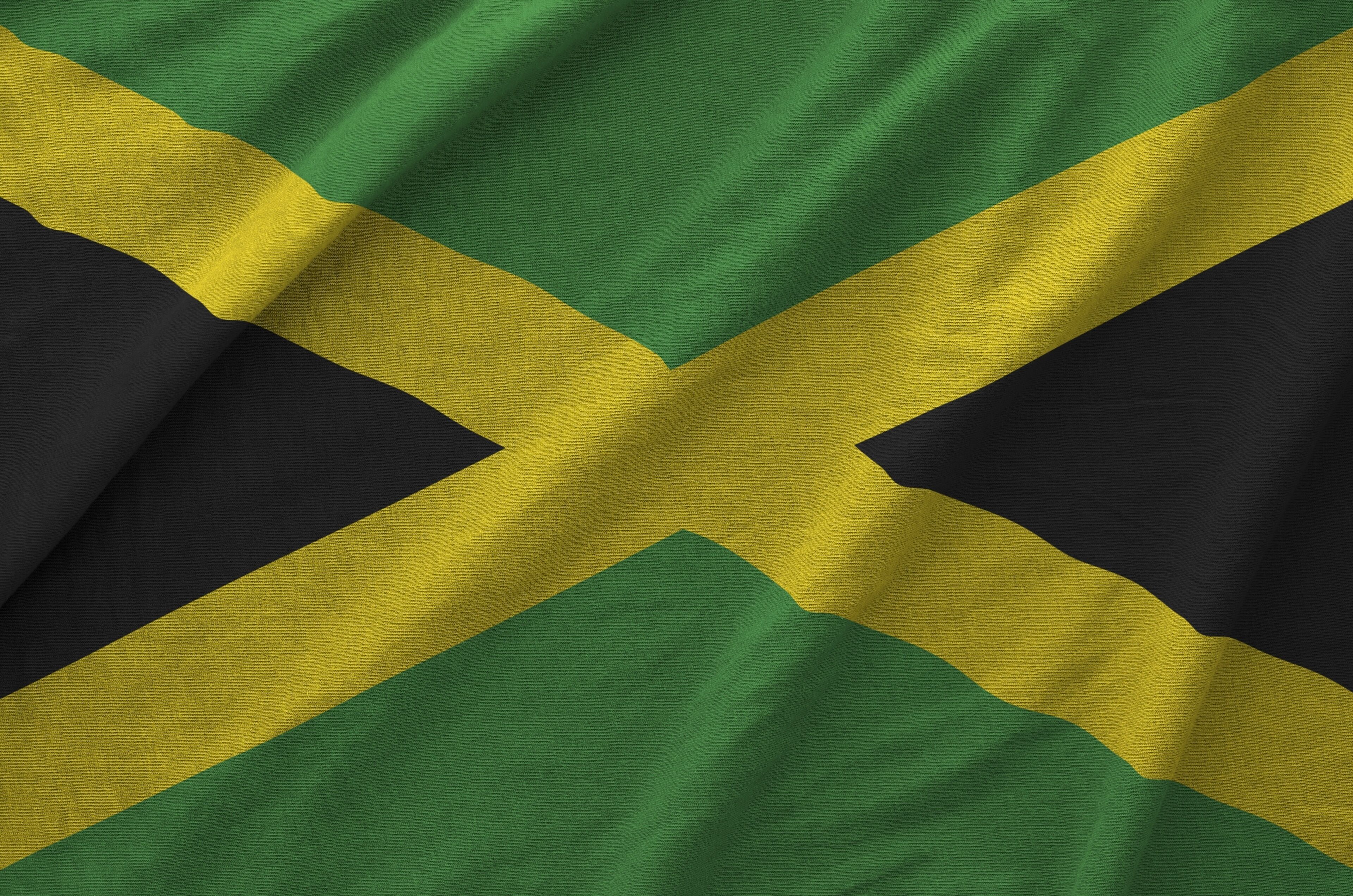 A flag with diagonal stripes of green, yellow, and black.
