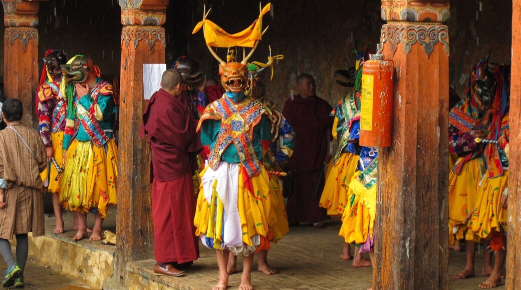 Tamshing Phala Choepa Festival. Rain is no obstacle to revive the tradition and faith.
