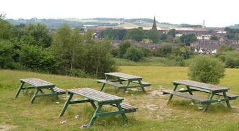 Picnic site near Chesterton. Holy Trinity church in Chesterton is a landmark from this picnic site on open land between the Parkouse Industrial Estate and Beasley, north of Newcastle.