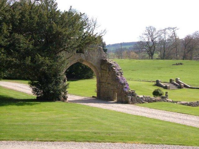 Hartforth Hall arch Archway leading to Hartforth Hall Hotel. The arch and surrounding masonry, is made of fragments of a medieval chapel.