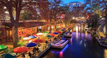 River Walk in San Antonio Texas in colorful Christmas light