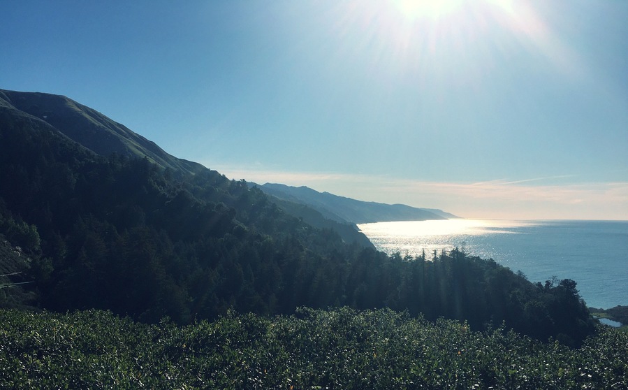 View of the coast along part of Big Sur on a clear day