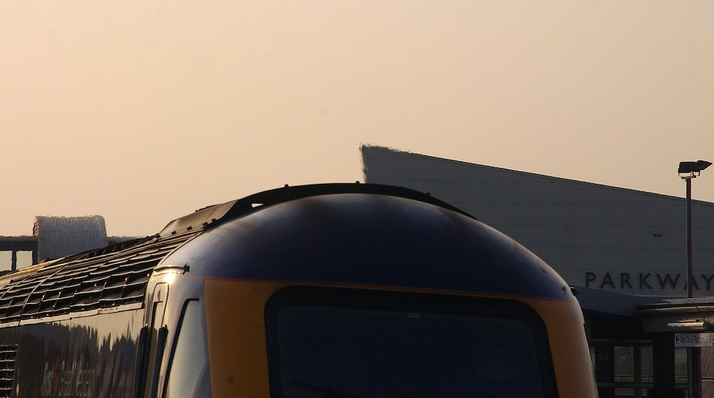 First Great Western 43137 tailing a westbound HST at Bristol Parkway railway station. Detail on the roof and exhaust fumes.