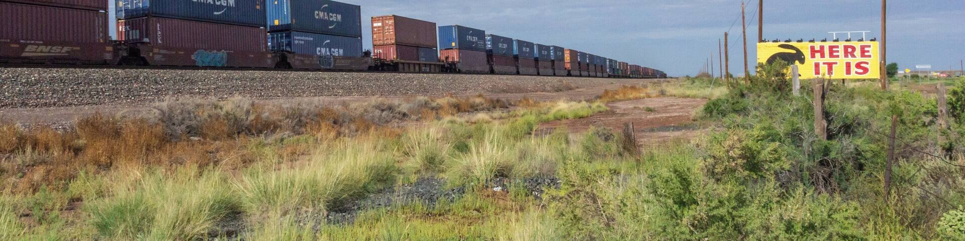 Here it is! One of the strangest yet memorable billboards is located on the former Route 66 (pre-Interstate 40) 5 miles west of Joseph City, Arizona city limits off of Exit 269 on Interstate 40. There is a convenience store across the street which sells strange little souvenirs, Route 66 signs, t-shirts and possibly even snapback trucker mesh caps (outside there's a giant rabbit you can sit on, in case you've always wanted to sit on a giant rabbit). As I stood in front of the billboard, wondering what rabbits had to do with this location, a rabbit ran past me. Question answered. Another "must-see" stop with a lot of Route 66 history. #BvSRoute66