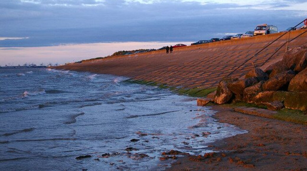 Embankment at Leasowe Gunsite. This concrete embankment runs for several miles along the North Wirral coast.