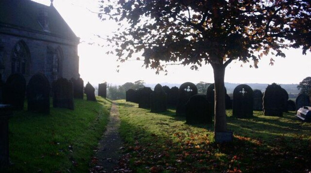 Path to the Church All Saints Church yard, Sandon. A pathway through the graveyard.