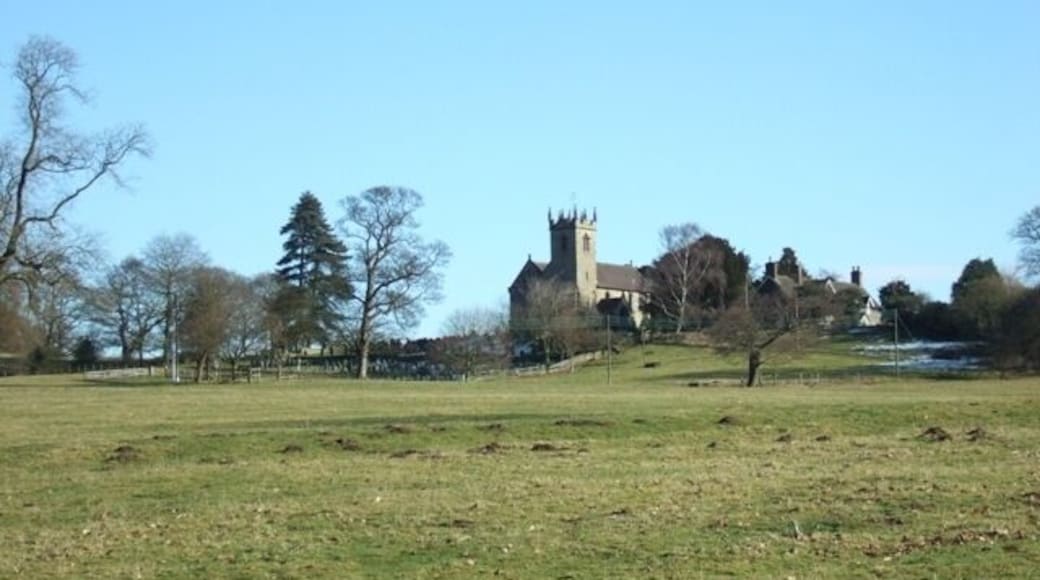 Sandon Park Sandon Church seen from the drive through the park to Sandon Hall.