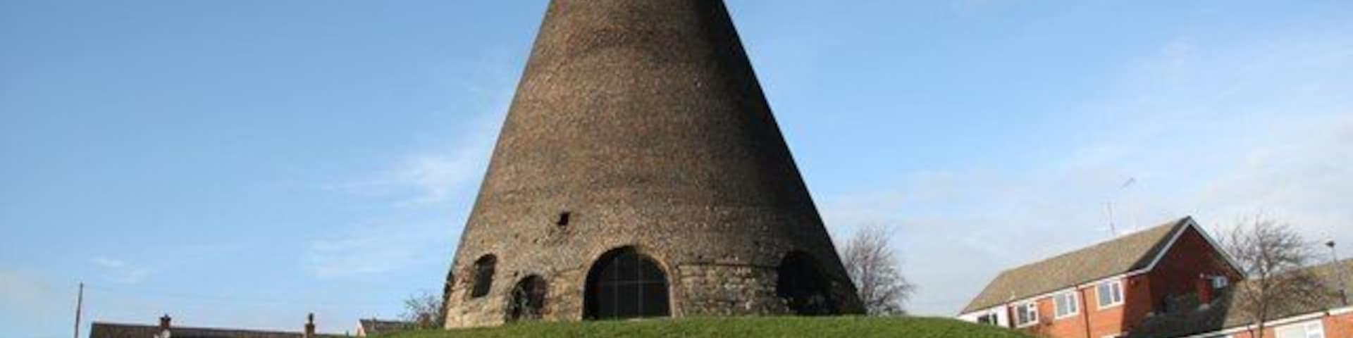 Glassworks cone at Catcliffe, South Yorkshire, England. One of two built in 1740 for William Fenney. The other has not survived. The 70ft-high brick furnace was worked until early in the 20th century. It was used as a prison in the First World War and as a canteen in the 1926 General Strike http://www.treetonweb.co.uk/parish/catcliffeglass.htm