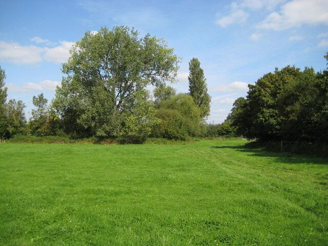 Holyport: Cresswells Farm Taken from the footpath to Cresswells Farm, this is flat pastureland, broken by large thick hedges with trees.