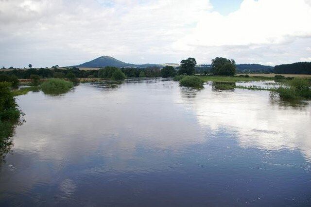 Flooding at Cressage 2 The hill in the background is The Wrekin.