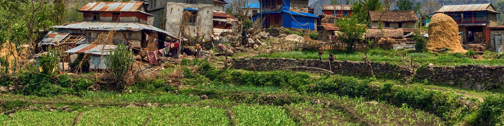 Typical mountain village in Nepal